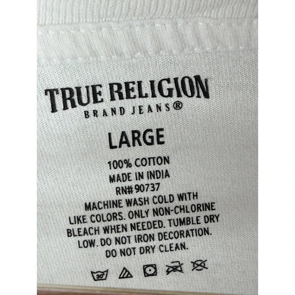 True Religion T-Shirt Lot of 2 Men's Large White Gray Minimal Logo Crew Neck